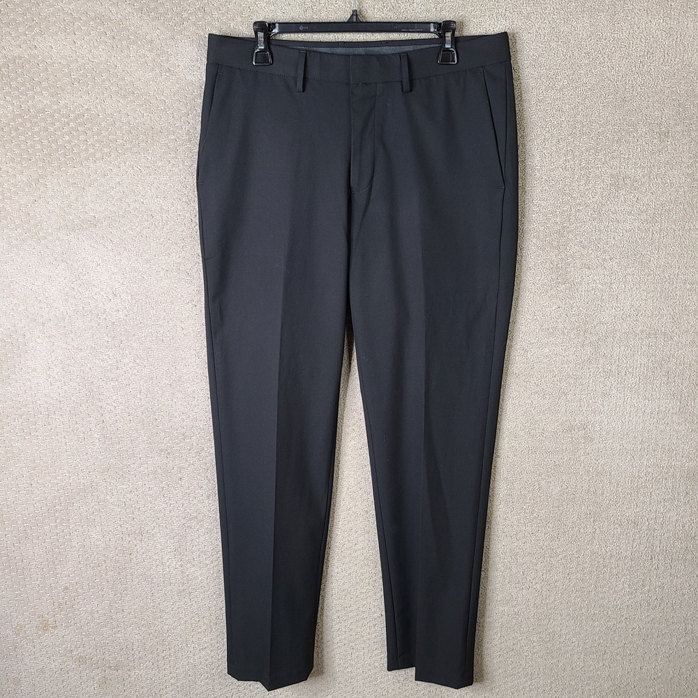 J.M. Haggar Pants Mens 34x32 Black Slim Fit Dress Stretch Polyester Blend Casual